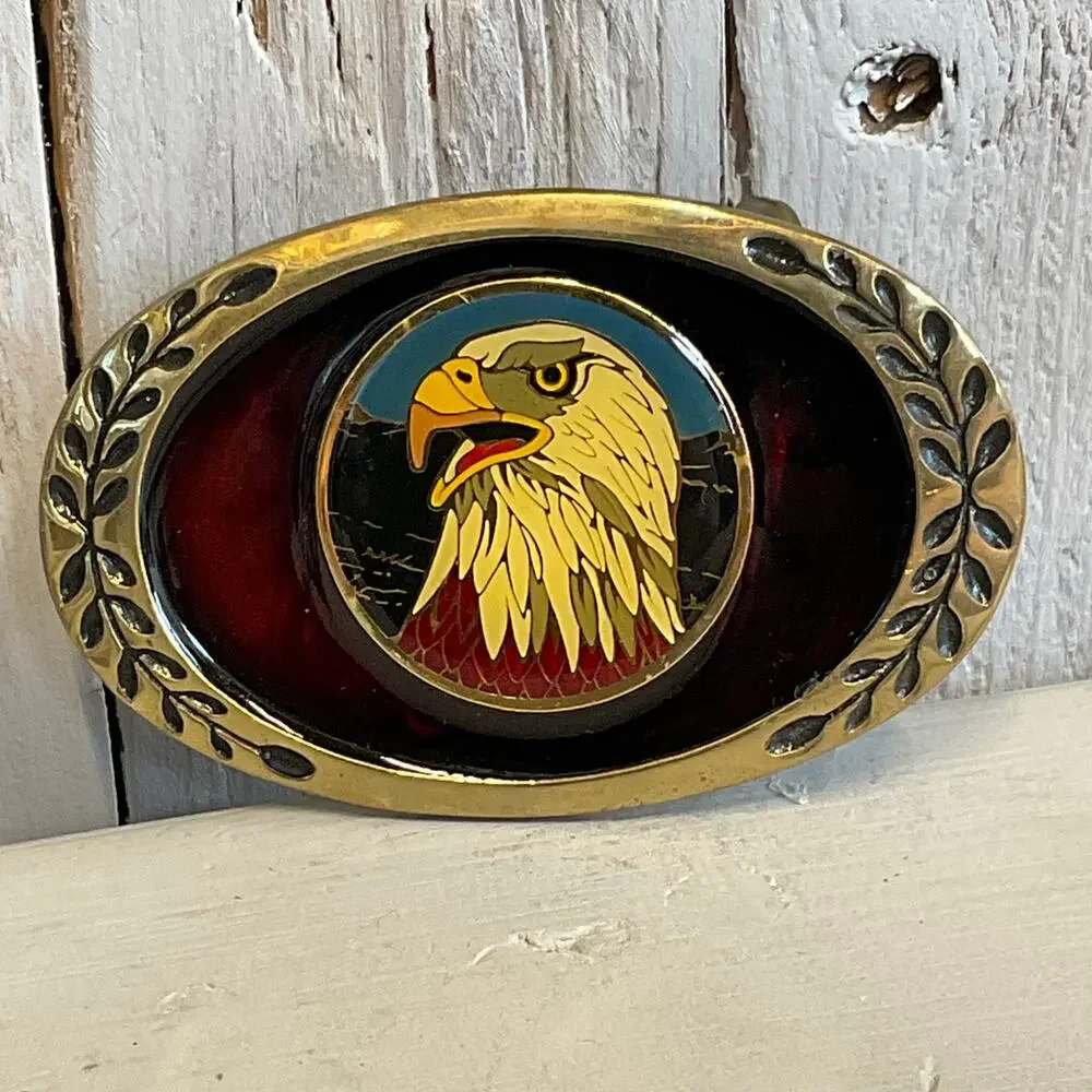 Vintage‎ Heritage Buckles Bald Eagle Head Belt Buckle Brass Patriotic USA